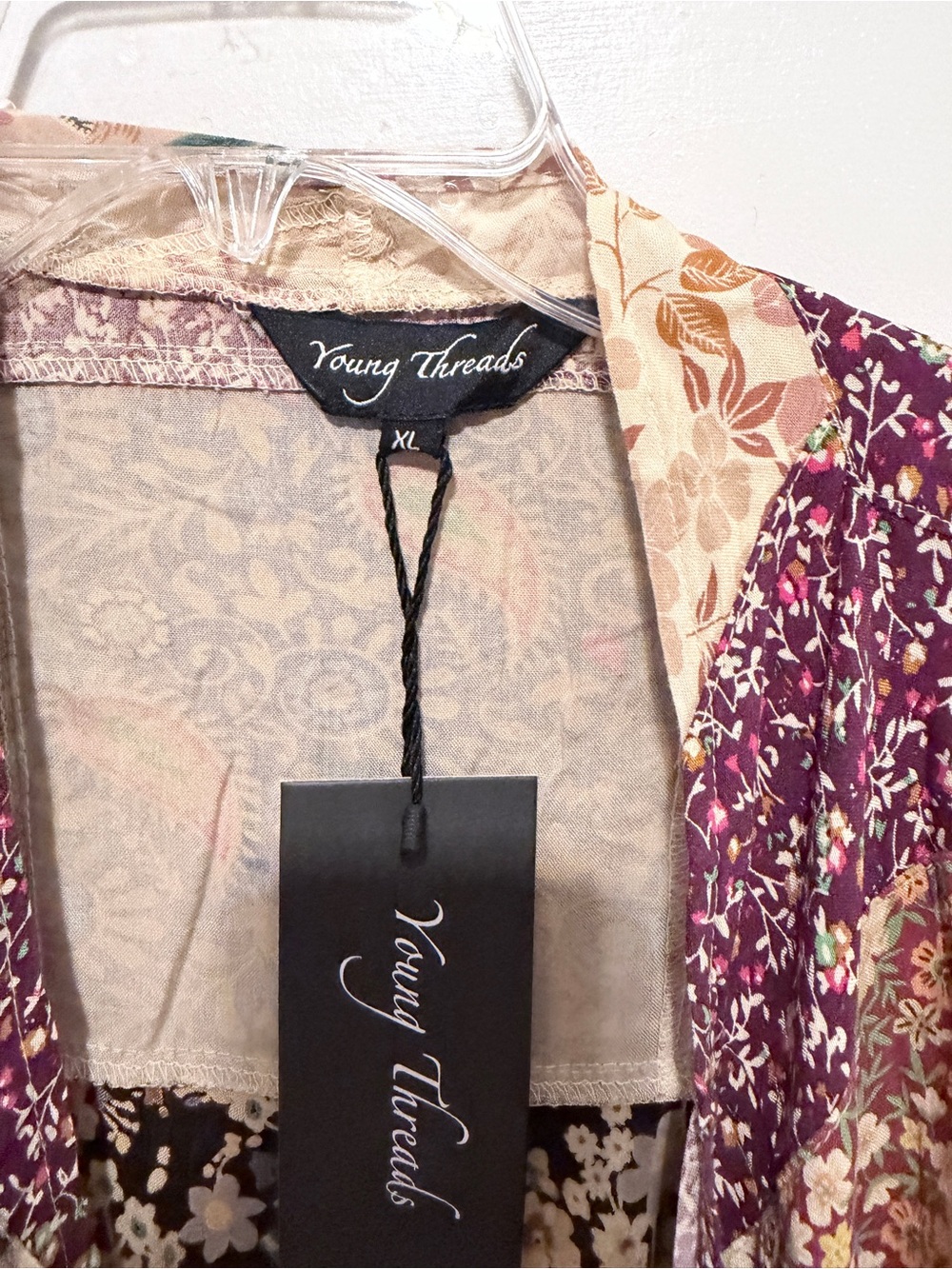 Young Threads Patchwork Floral Open Jacket - Pink Multi - Picture 5 of 12